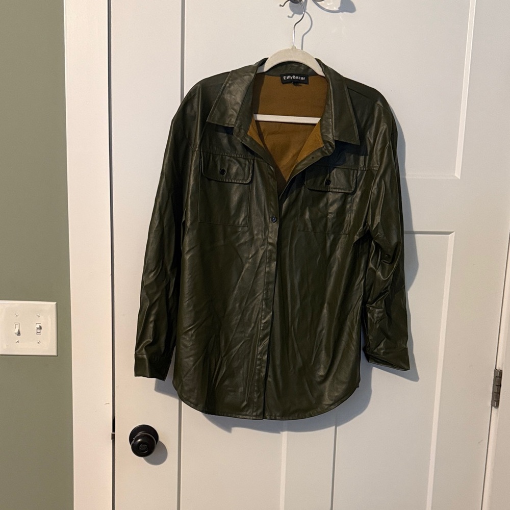 Calvin Klein Women's Green Button Down Shirt